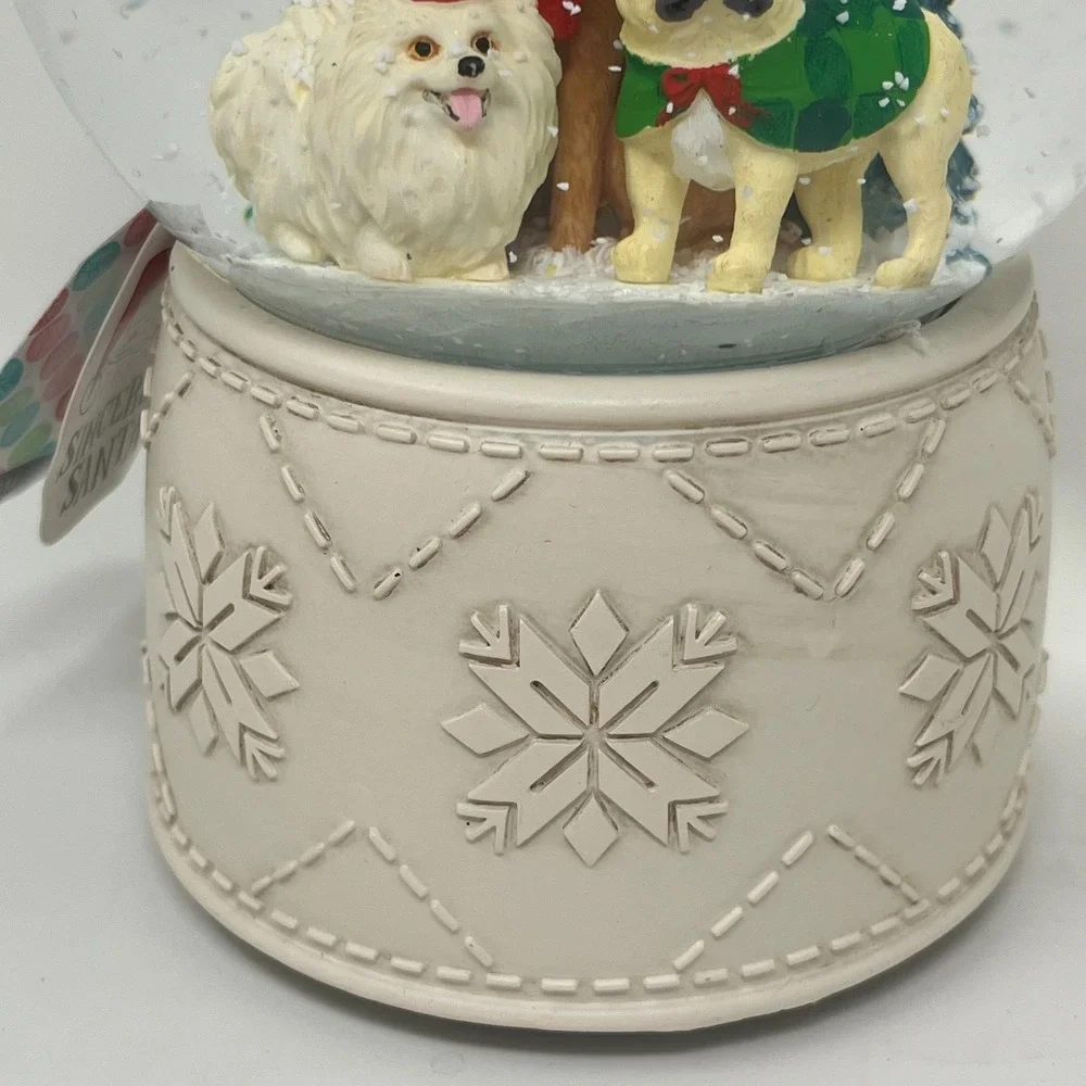 Sincerely Santa Musical Snow Globe Boxer French Bulldog Pomeranian NWT Water Dog